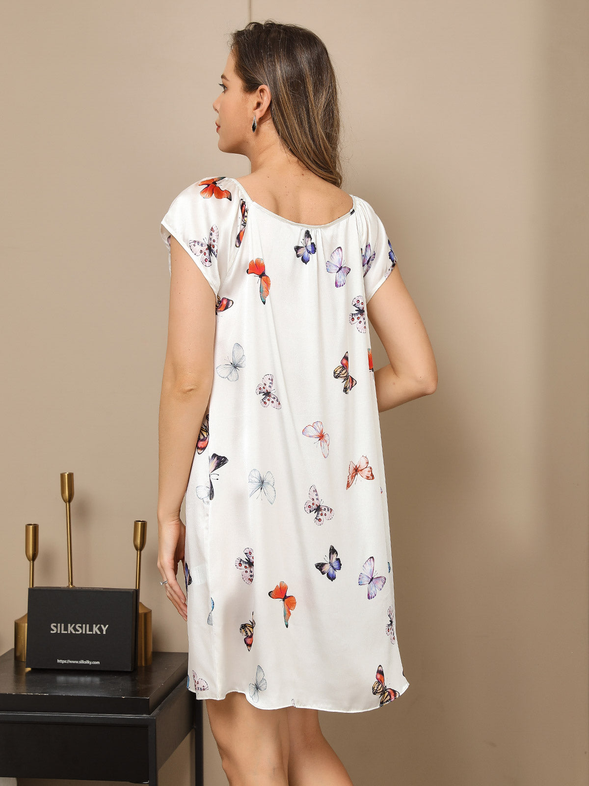 Silk Butterfly Print Nightdress