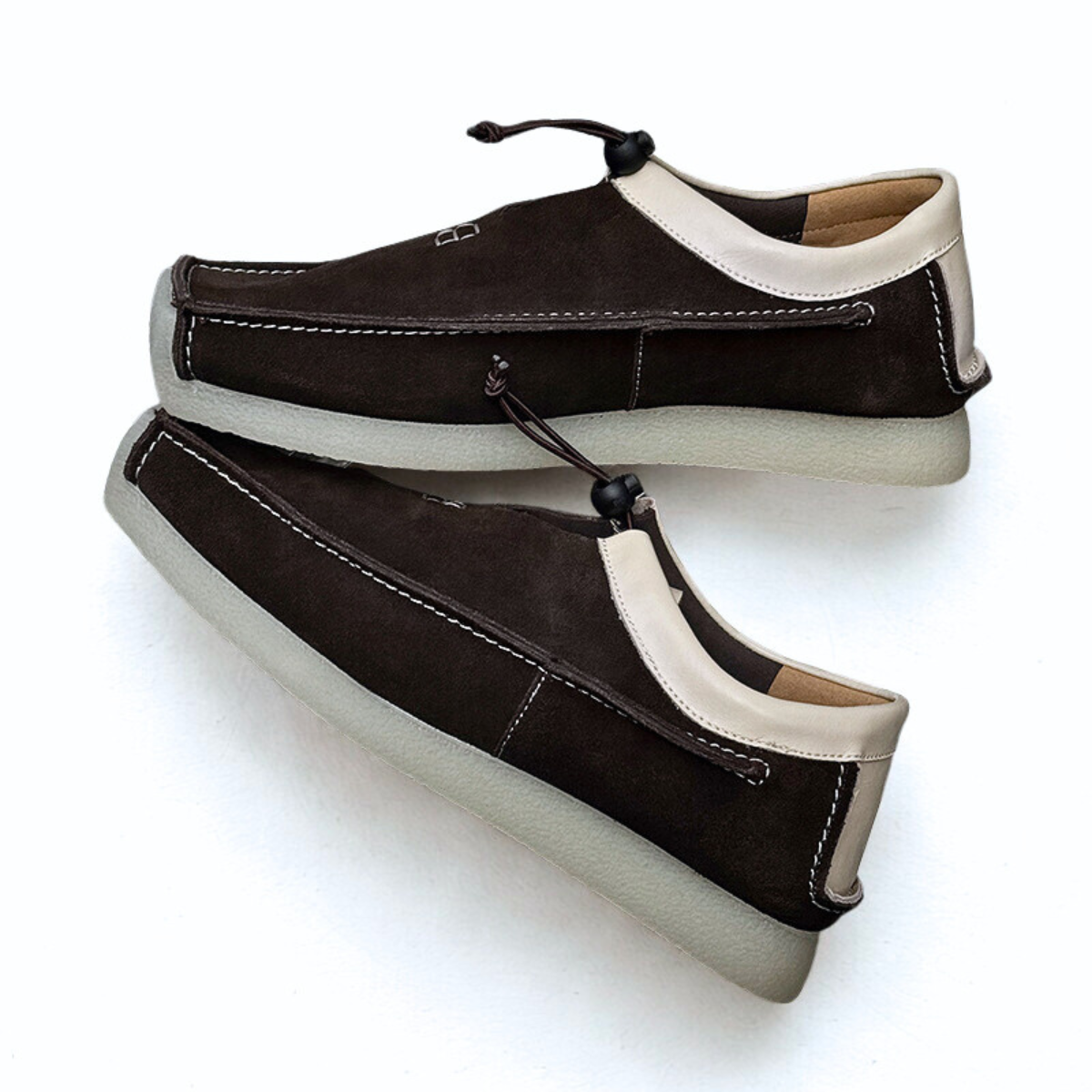 Handgemaakte Leren Loafers voor Heren – Zachte Suède Instappers met Vierkante Neus