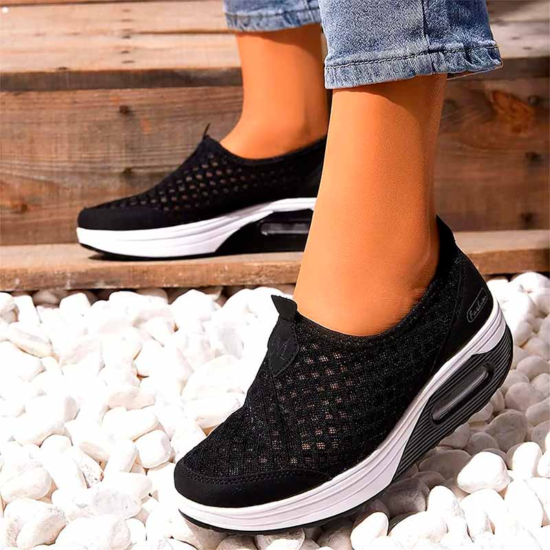 Lichtgewicht Mesh Sneakers voor Dames – Hoge Platform Zool, Anti-zweet, Comfort voor de Hele Dag