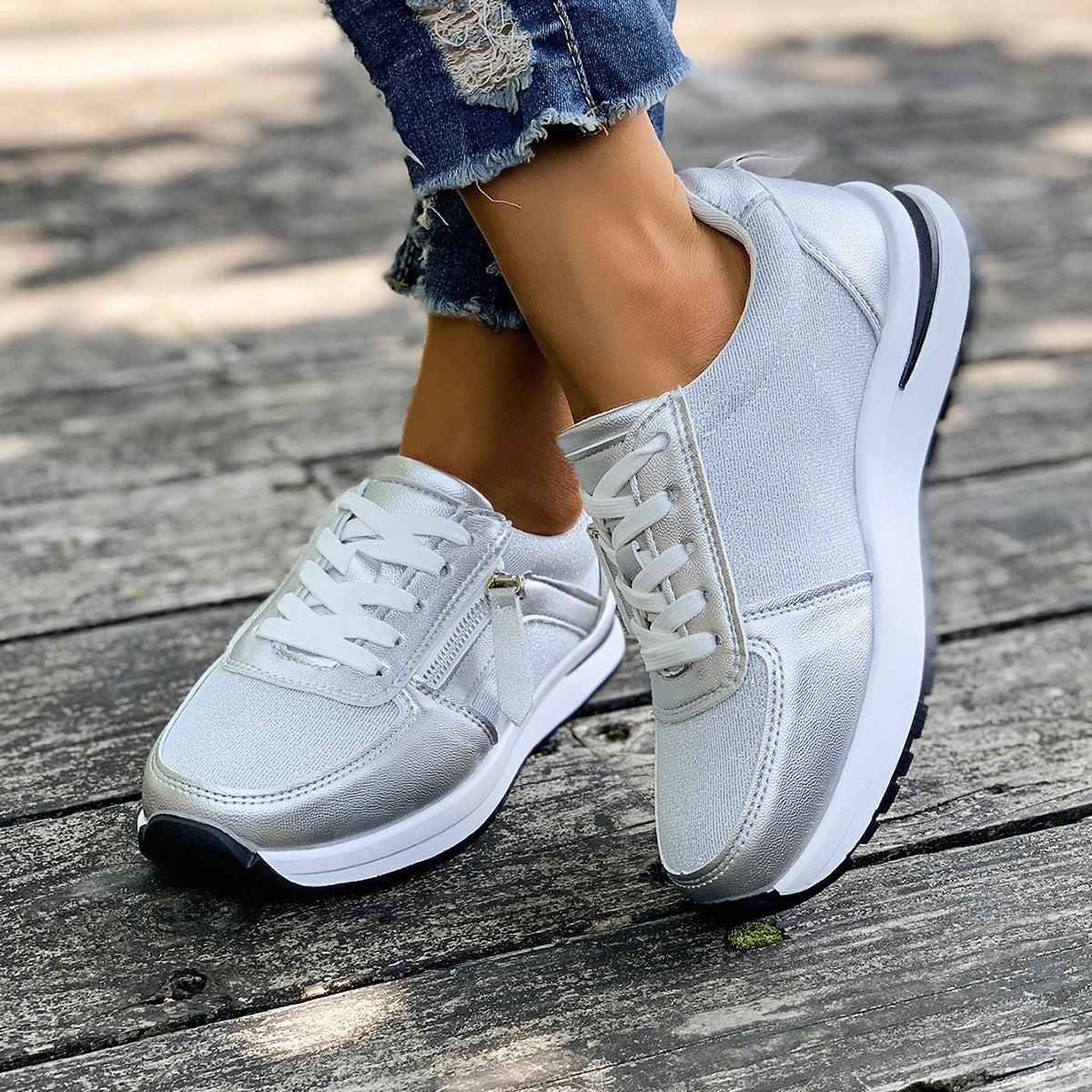 Dames Sneakers met Verborgen 10cm Verhoging – Lichtgewicht Streetwear Schoenen met Comfortzool en Zijrits