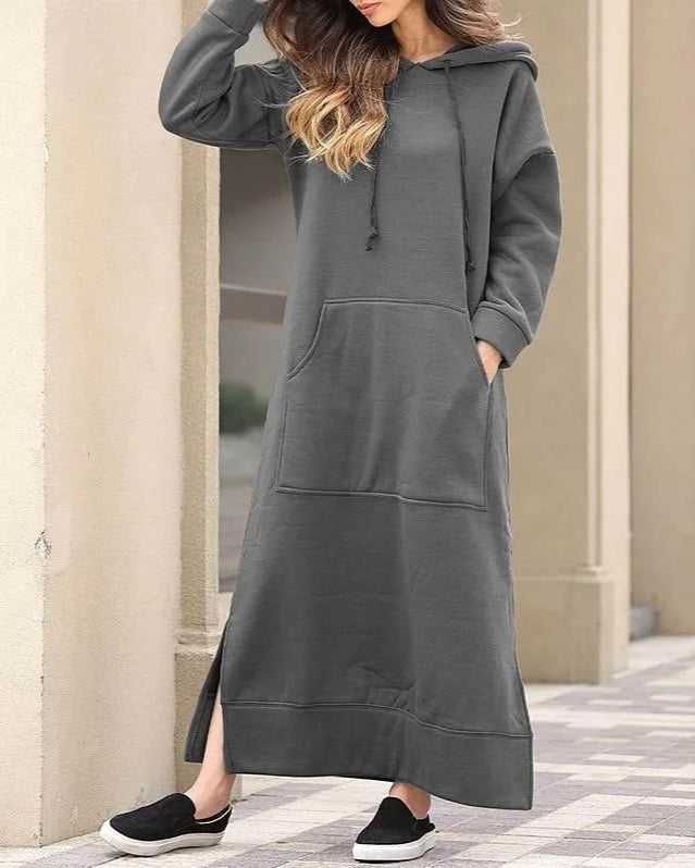 Maxi Hoodie Jurk – Warme & Comfortabele Casual Stijl voor Herfst en Winter