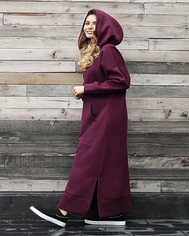 Maxi Hoodie Jurk – Warme & Comfortabele Casual Stijl voor Herfst en Winter