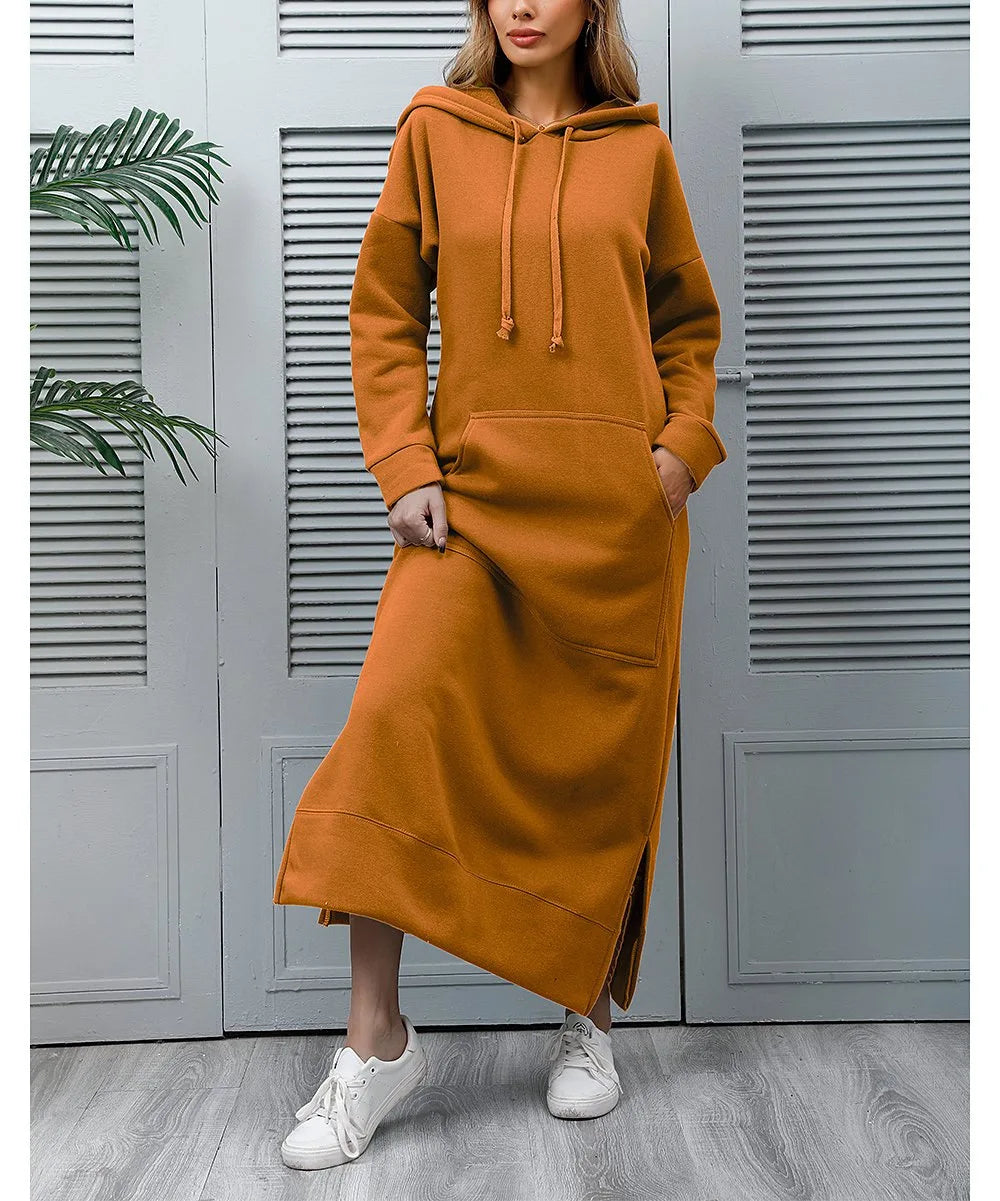 Maxi Hoodie Jurk – Warme & Comfortabele Casual Stijl voor Herfst en Winter