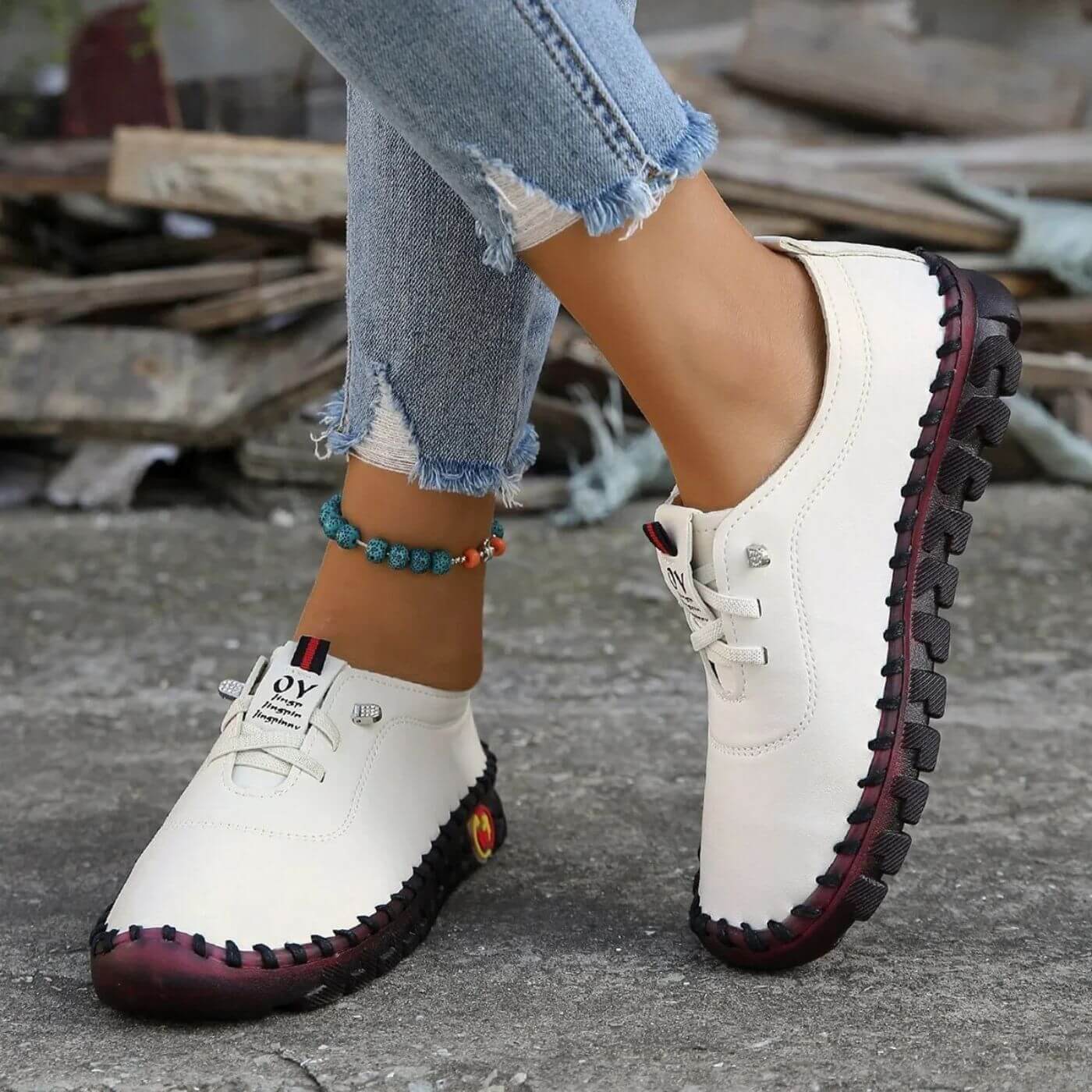 Dames Orthopedische Schoenen – Comfortabele PU Leren Sneakers met Voetboogondersteuning en Antislip Zool
