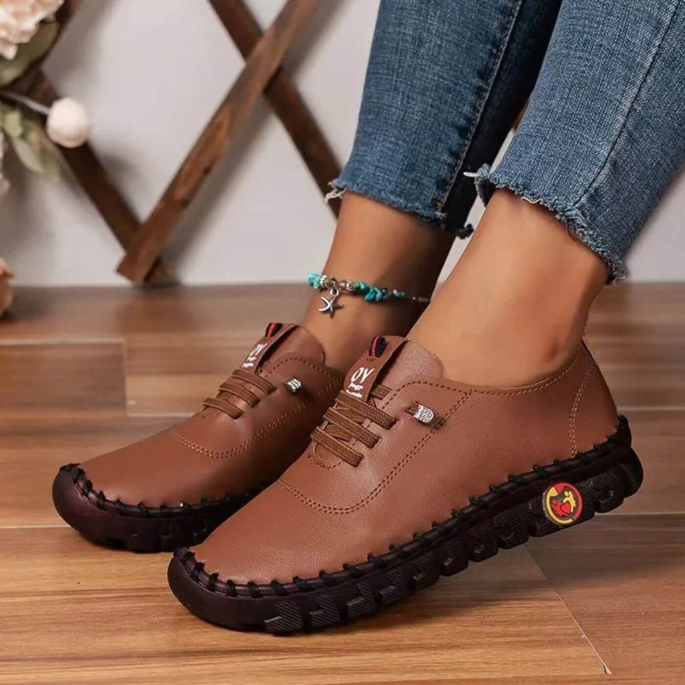 Dames Orthopedische Schoenen – Comfortabele PU Leren Sneakers met Voetboogondersteuning en Antislip Zool