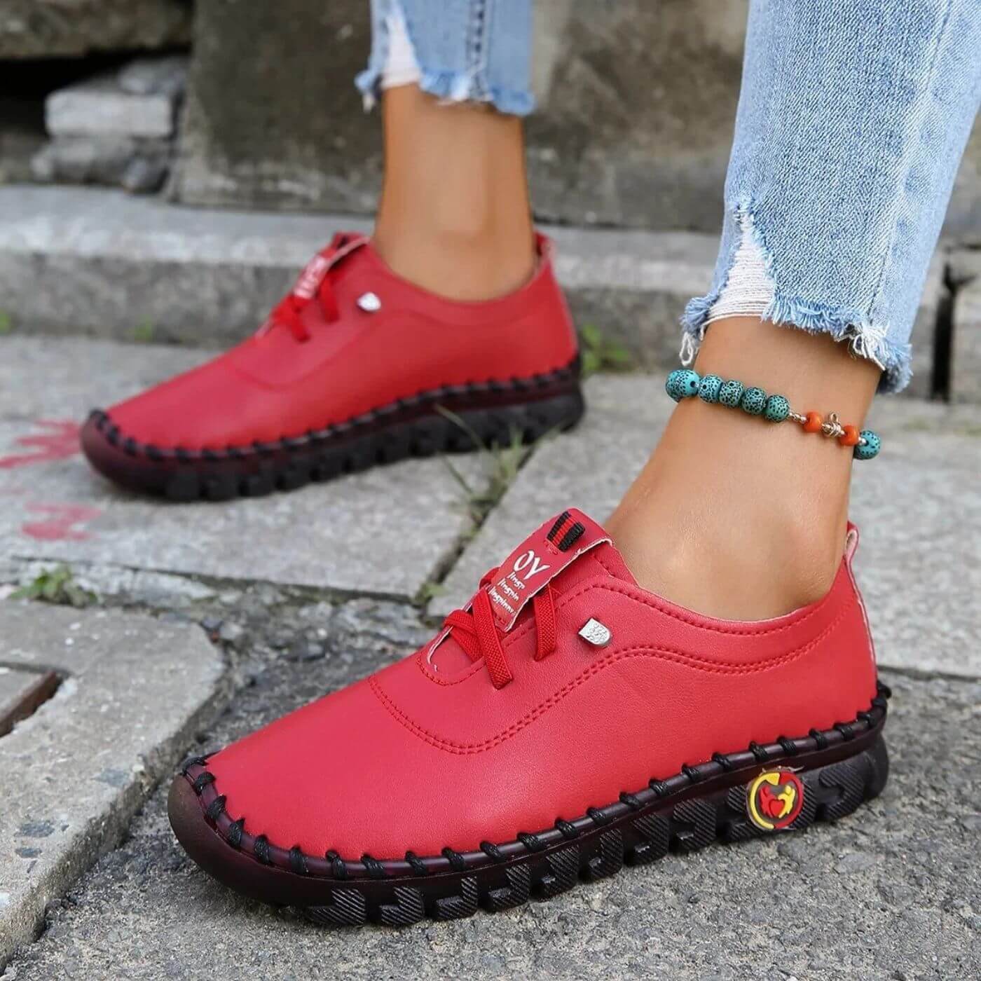 Dames Orthopedische Schoenen – Comfortabele PU Leren Sneakers met Voetboogondersteuning en Antislip Zool