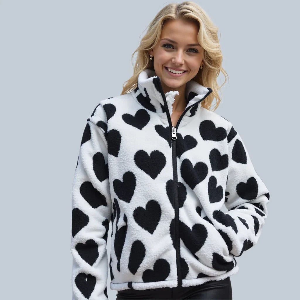 Reversible Jas met Harten – 2-in-1 Dames Jas met Romantisch Design & Comfortabele Pasvorm
