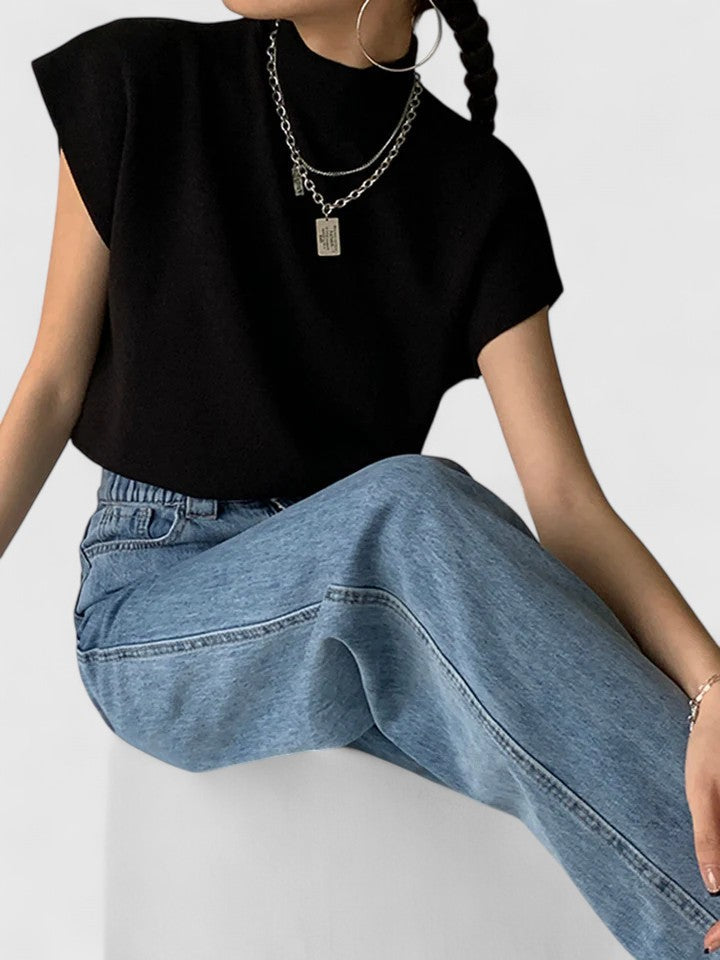 Elegante Dames Top – Veelzijdig Effen Ontwerp, Comfortabele Stretch Pasvorm, Dagelijkse Essential