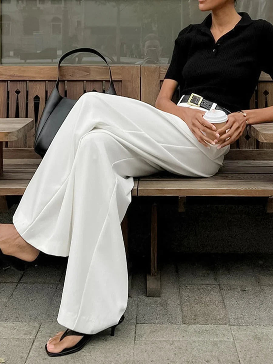Dames Wijde Broek – Hoge Taille Losse Pantalon van Lichtgewicht Geweven Stof