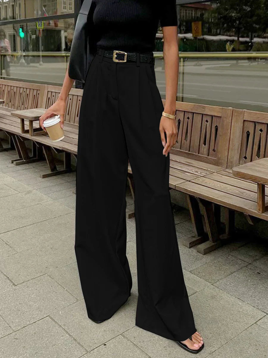 Dames Wijde Broek – Hoge Taille Losse Pantalon van Lichtgewicht Geweven Stof