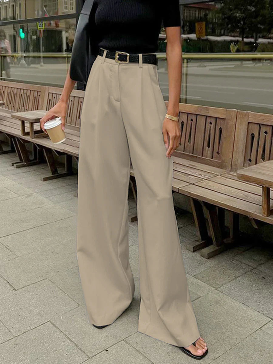 Dames Wijde Broek – Hoge Taille Losse Pantalon van Lichtgewicht Geweven Stof