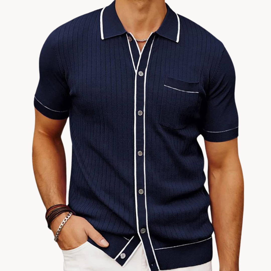 Klassiek Geribd Poloshirt voor Heren – Korte Mouw, Met Knopen, Licht en Comfortabel
