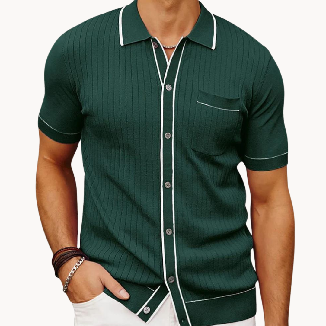 Klassiek Geribd Poloshirt voor Heren – Korte Mouw, Met Knopen, Licht en Comfortabel