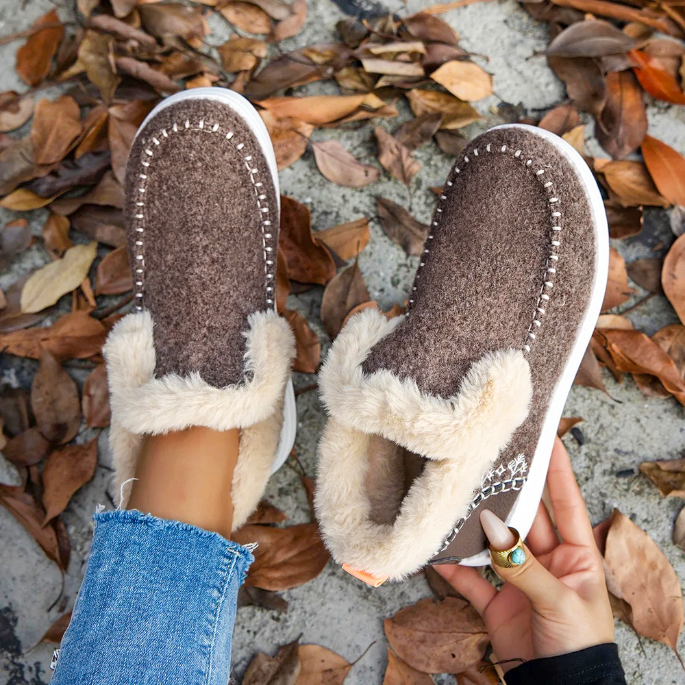 Dames Fleece Enkelboots – Warme Slip-On Winter Schoenen met Orthopedische Steun