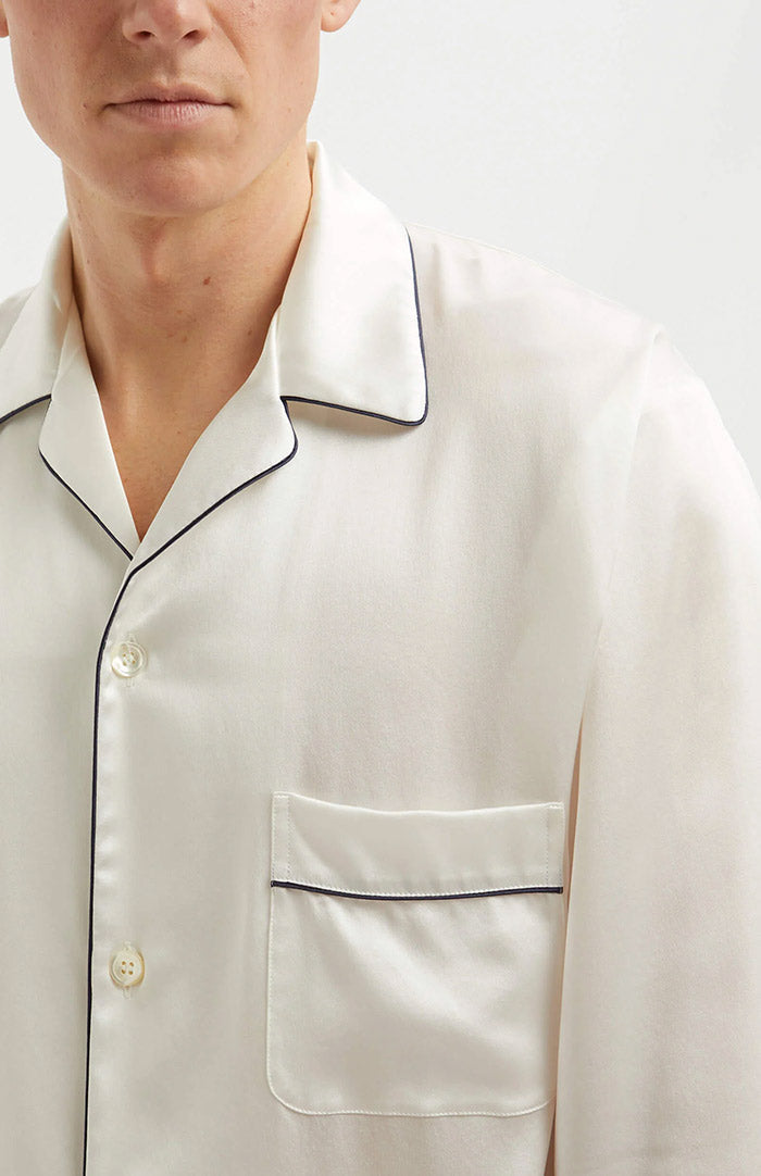 Classic White Men’s Satin Loungewear Set – Soft, Stylish & Comfortable