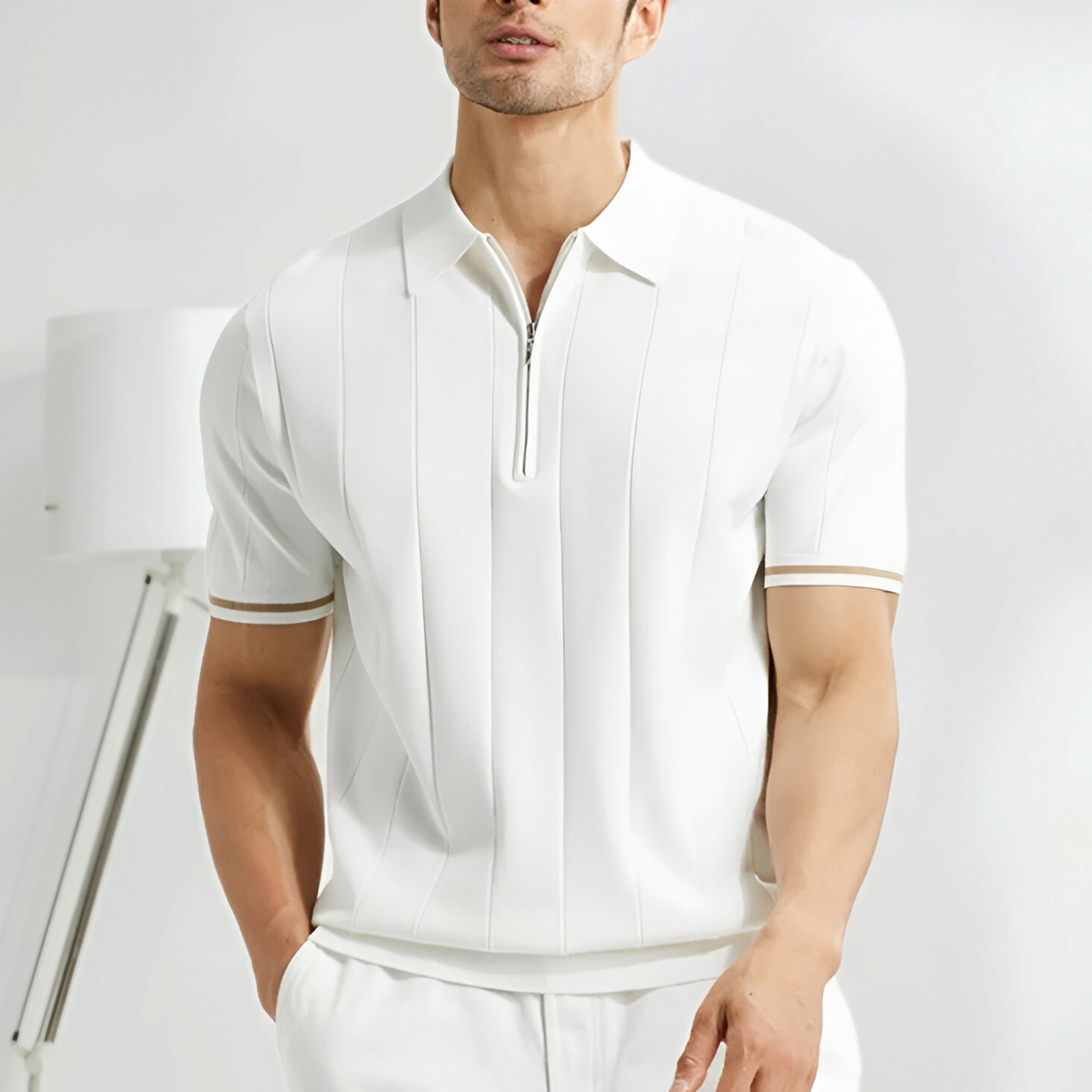 Heren Slim Fit Zip Poloshirt – Lichtgewicht, Ademend & Stijlvolle Casual Top