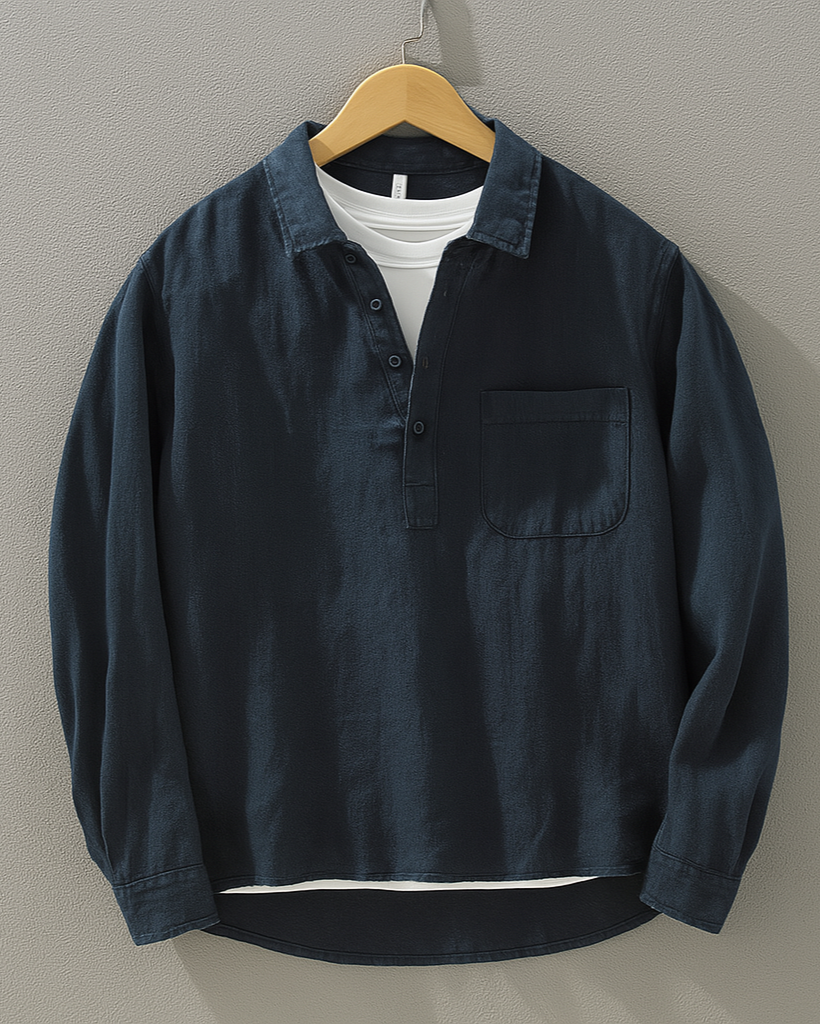 Casual Heren Lange Mouw Katoen-Linnen Shirt – Lichtgewicht, Comfortabel & Modern