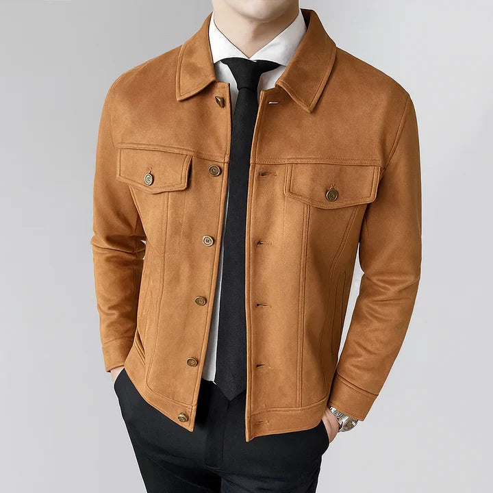 Elegante Suède Jas met Lange Mouwen – Luxe, Comfort en Tijdloze Stijl