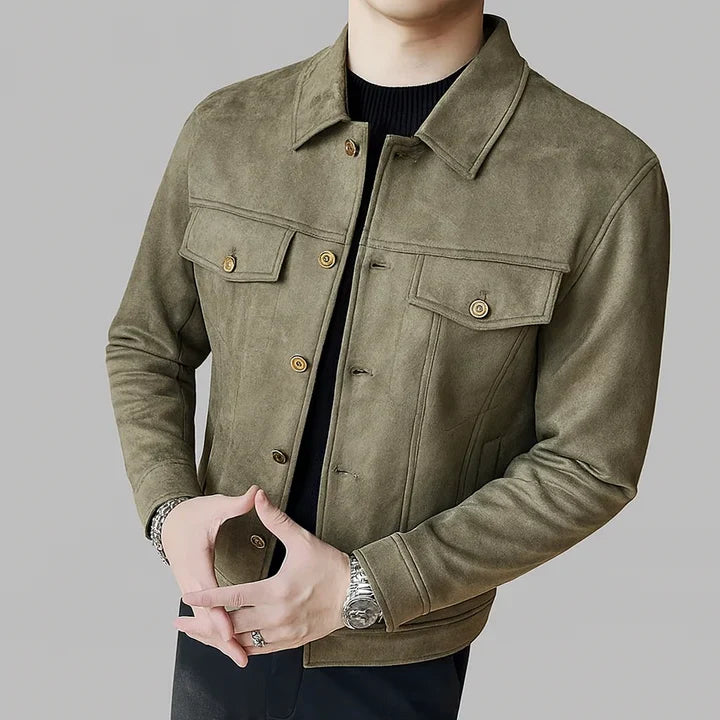 Elegante Suède Jas met Lange Mouwen – Luxe, Comfort en Tijdloze Stijl