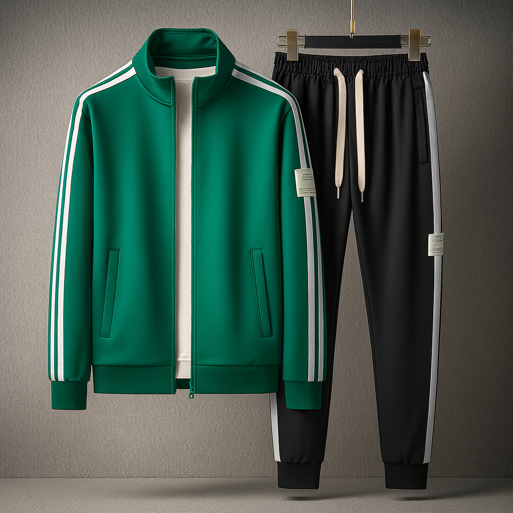 Premium Tracksuit voor Heren – Sportieve Trainingsset met Dubbele Strepen