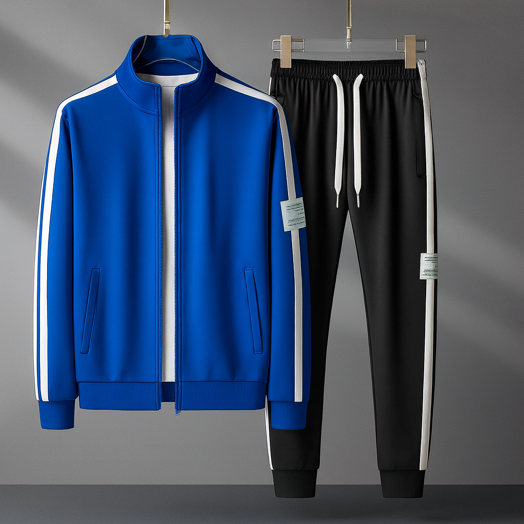 Premium Tracksuit voor Heren – Sportieve Trainingsset met Dubbele Strepen