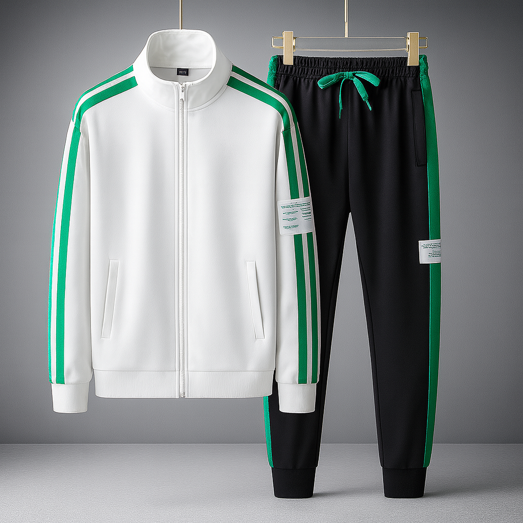 Premium Tracksuit voor Heren – Sportieve Trainingsset met Dubbele Strepen