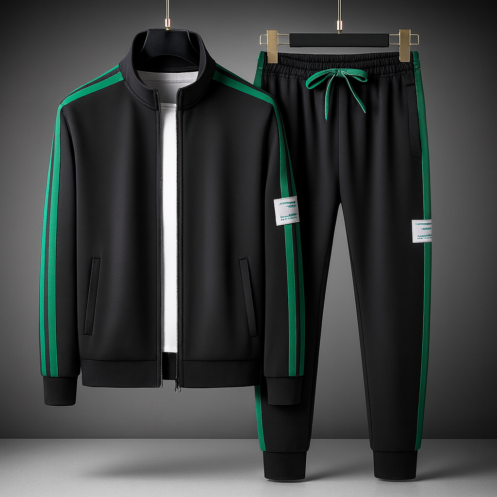 Premium Tracksuit voor Heren – Sportieve Trainingsset met Dubbele Strepen
