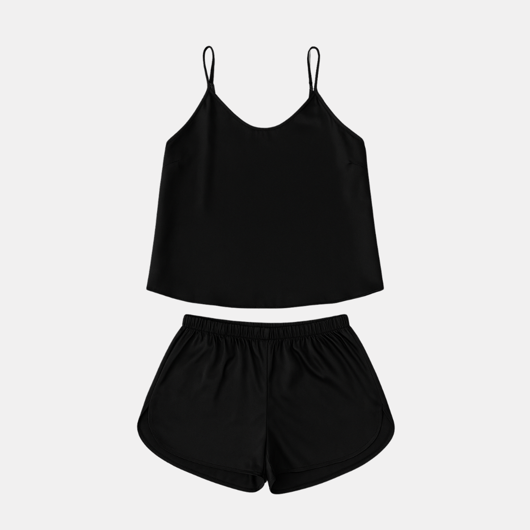 Dames Zijde Chiffon Pyjama Set – Sexy Mouwloos Topje & Shorts voor Zomer Nachtkleding en Loungewear