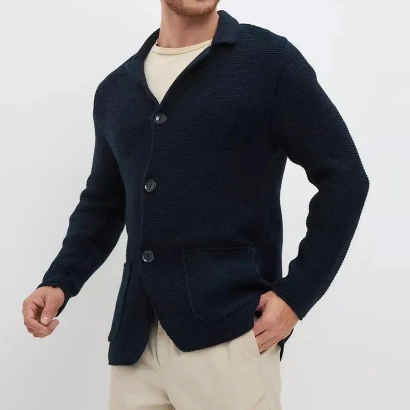 Gezellige Knopen-Voorkant Gebreide Heren Cardigan – Stijlvolle, Warme en Comfortabele Herentrui