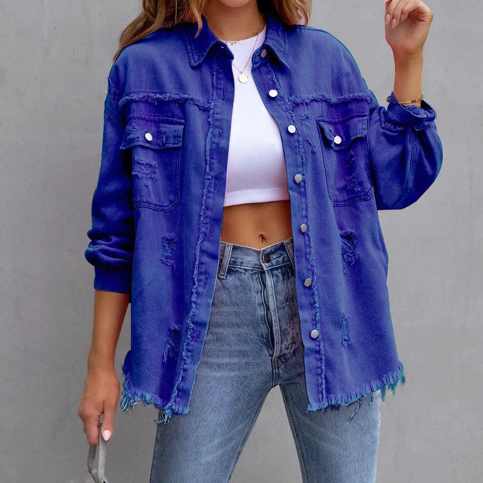 Trendy & Versleten Denim Jeansjack – Stijlvol, Comfortabel & Perfect voor Elke Dag