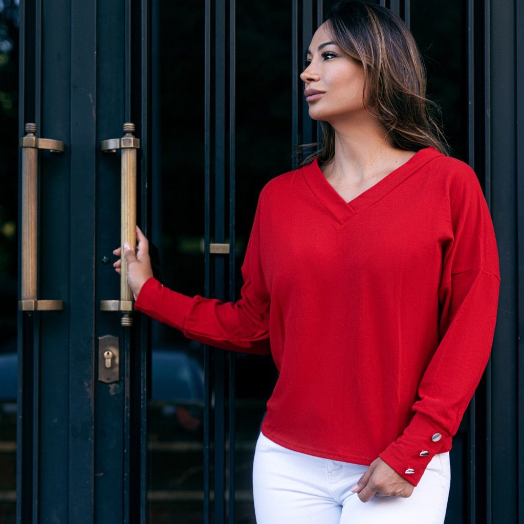 Elegante V-hals Gebreide Trui voor Dames – Zachte Comfortabele Slim Fit Pullover