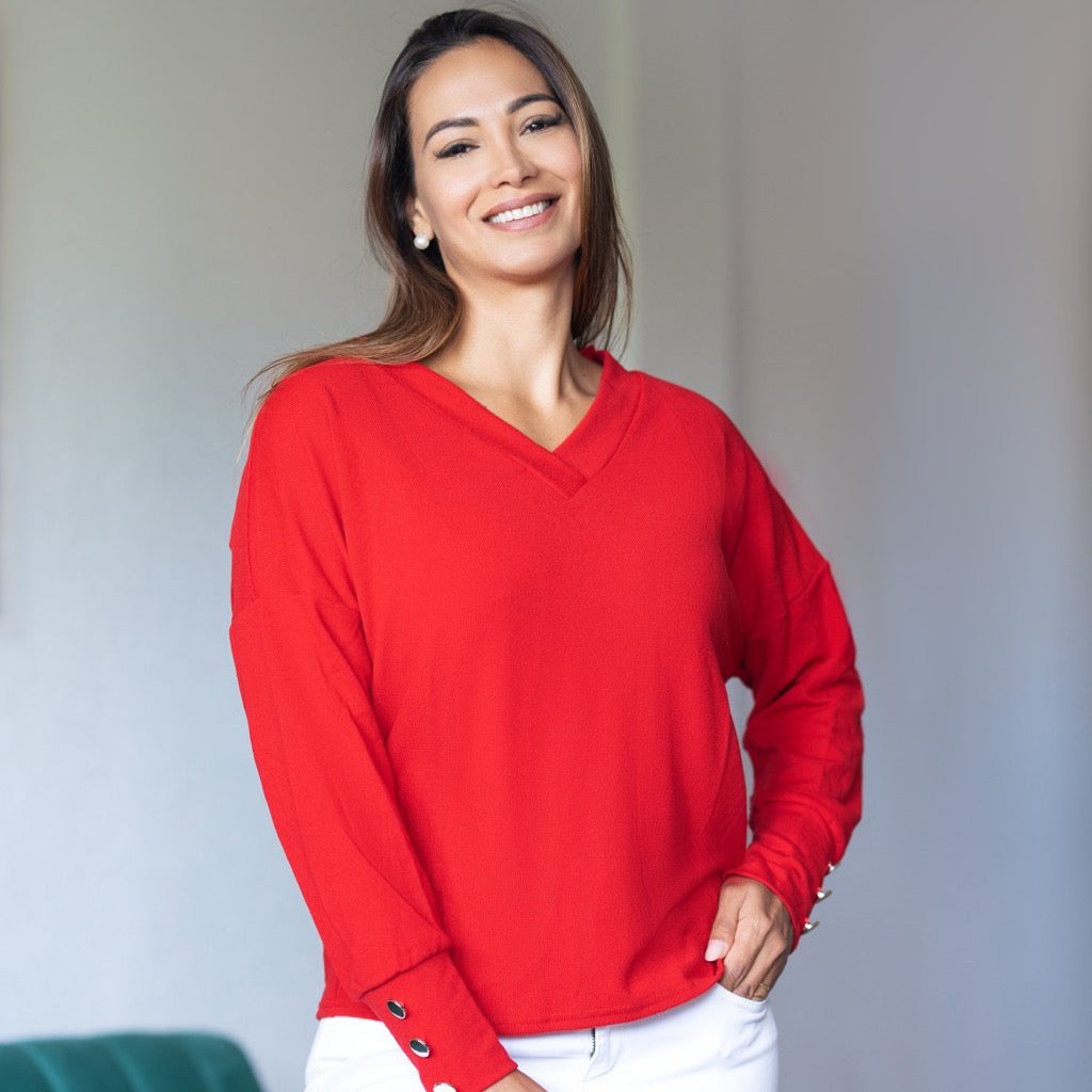 Elegante V-hals Gebreide Trui voor Dames – Zachte Comfortabele Slim Fit Pullover