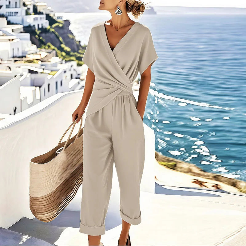 Elegant Dames Set – Comfortabel Twee-Delig Pak met Wikkelontwerp