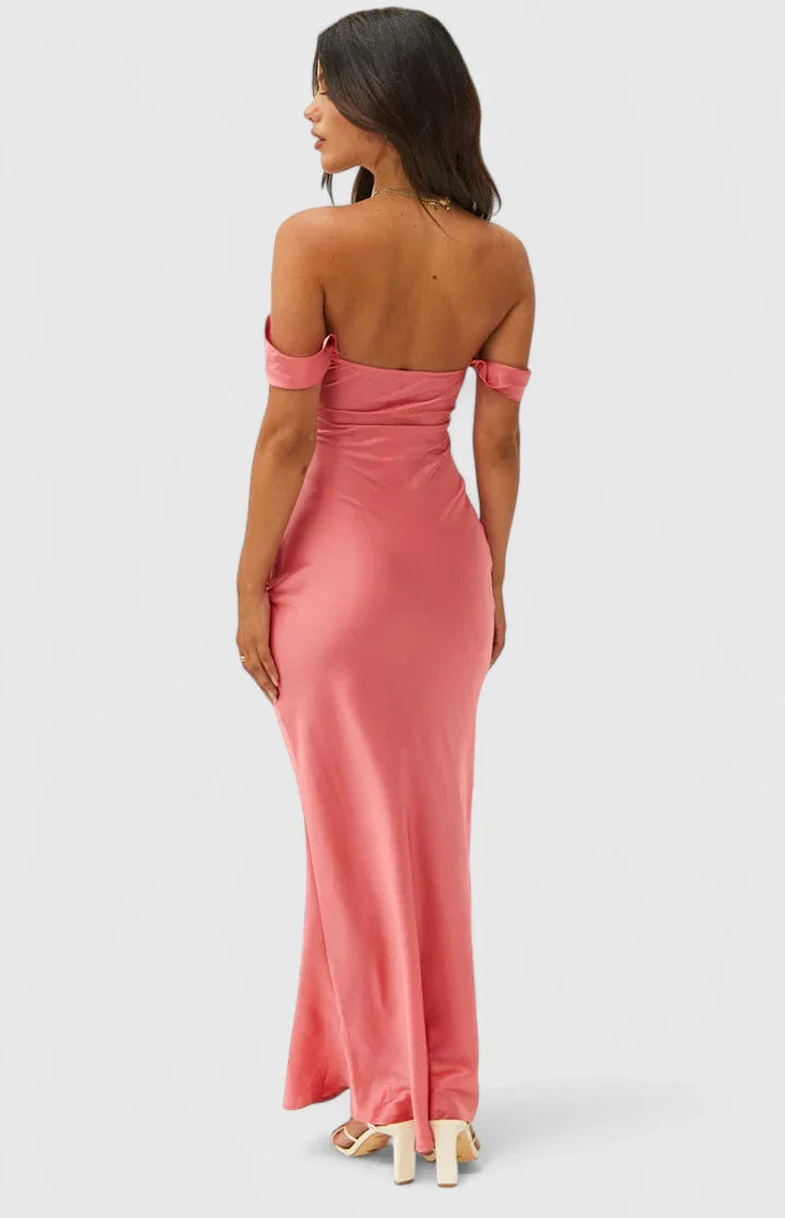 Elegante Off-Shoulder Midi Jurk – Stijlvolle Avond- en Feestjurk voor Dames