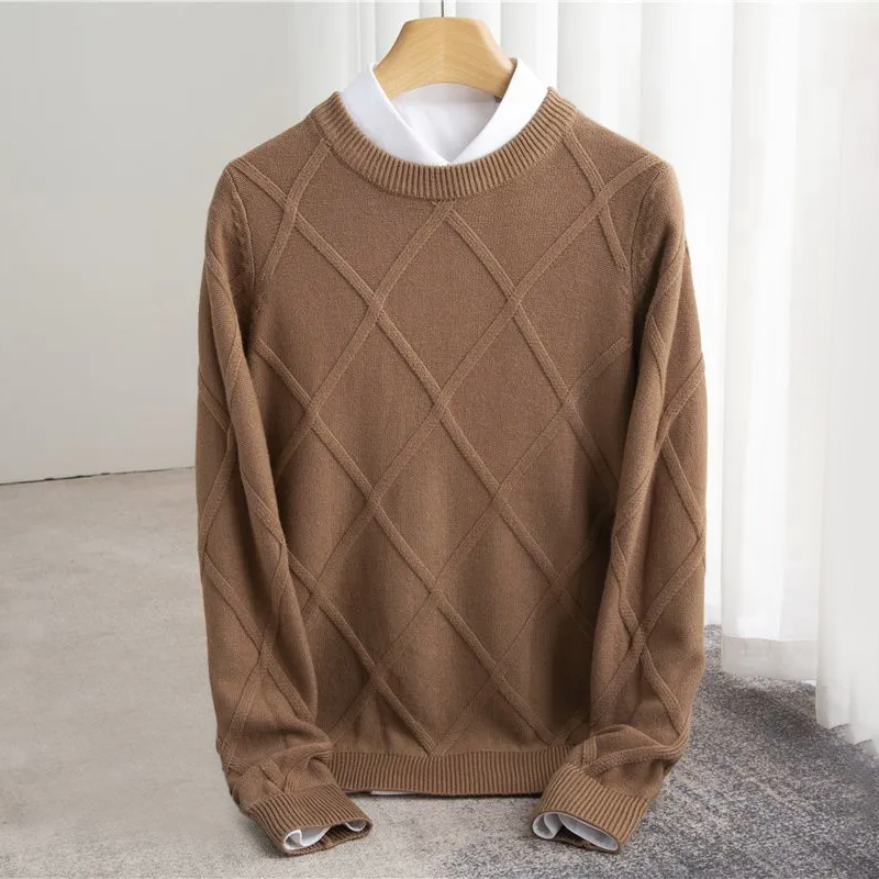 Premium Cashmere Sweater – Luxe Kasjmier Trui met Argyle Patroon