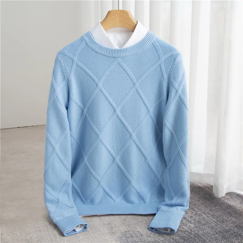 Premium Cashmere Sweater – Luxe Kasjmier Trui met Argyle Patroon