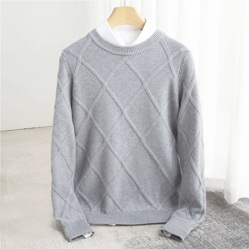 Premium Cashmere Sweater – Luxe Kasjmier Trui met Argyle Patroon