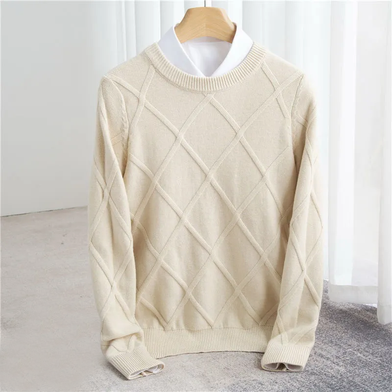 Premium Cashmere Sweater – Luxe Kasjmier Trui met Argyle Patroon