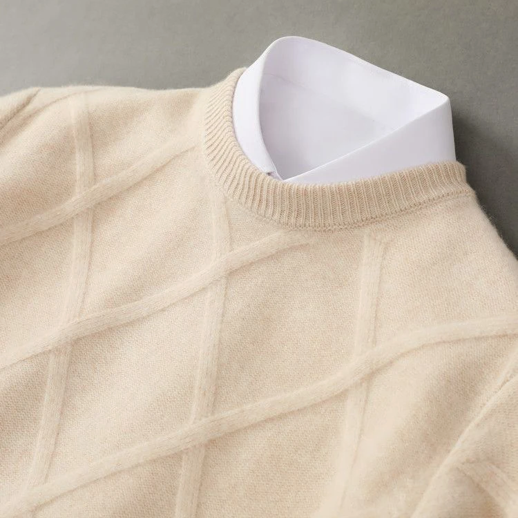 Premium Cashmere Sweater – Luxe Kasjmier Trui met Argyle Patroon