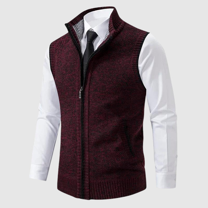 Zip-Up Sweater Vest – Moderne Mouwloze Wolblend Bodywarmer met Rits