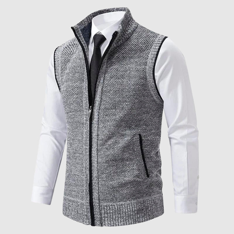 Zip-Up Sweater Vest – Moderne Mouwloze Wolblend Bodywarmer met Rits