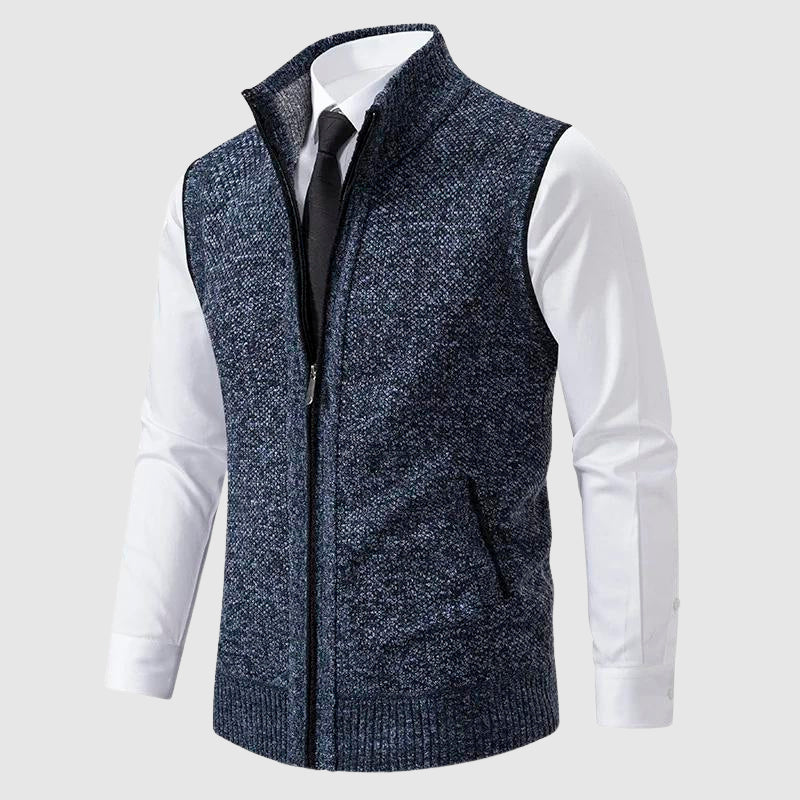 Zip-Up Sweater Vest – Moderne Mouwloze Wolblend Bodywarmer met Rits