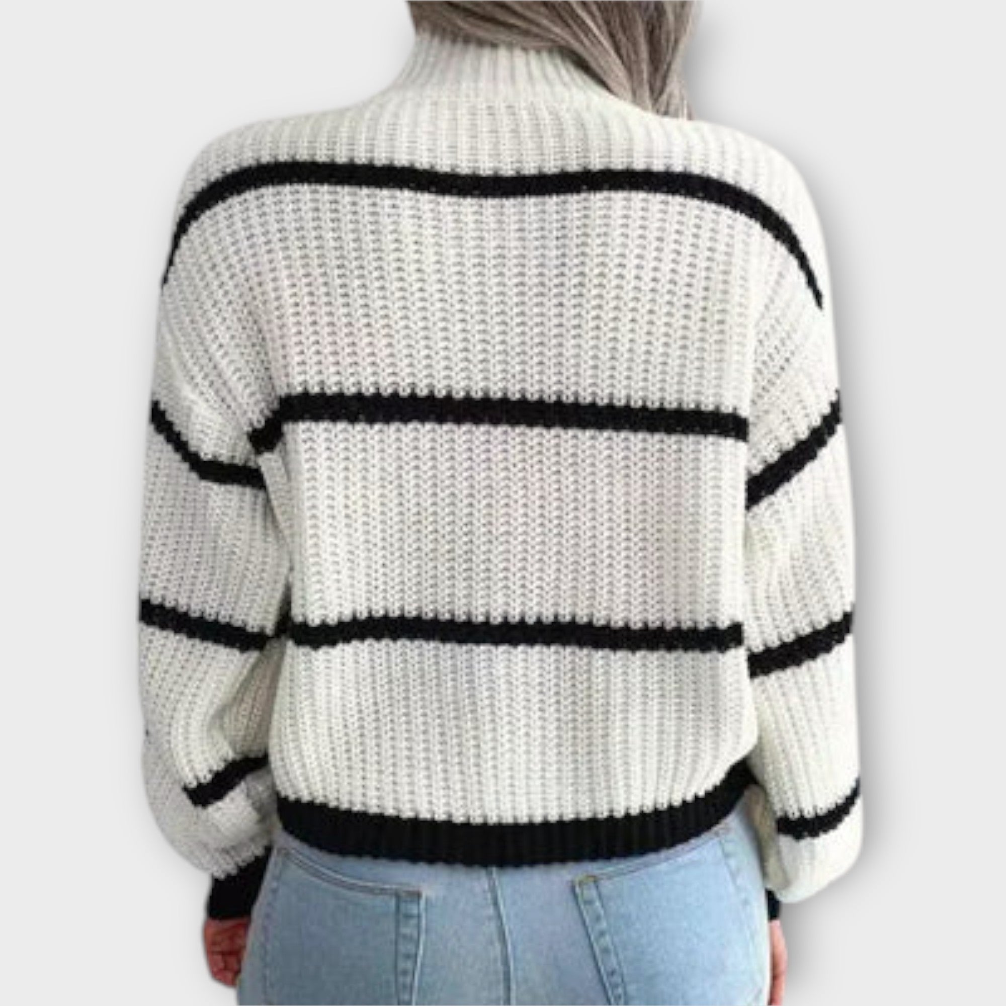 Trui met Col en Strepen – Warm, Stijlvol & Comfortabel
