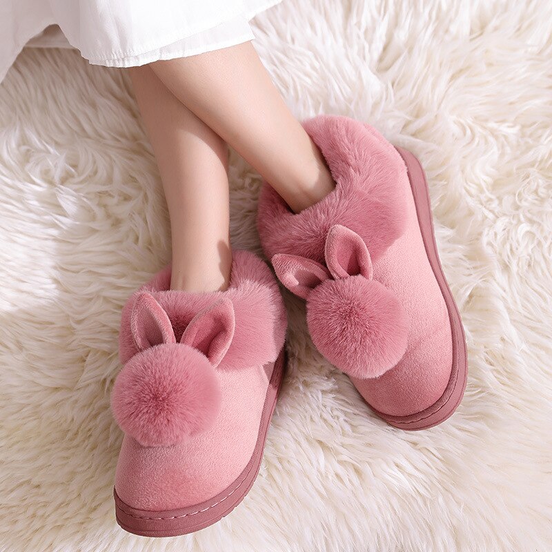 Fluffy Konijnen Pantoffels voor Dames – Zachte, Warme & Schattige Pluche Slippers voor de Winter