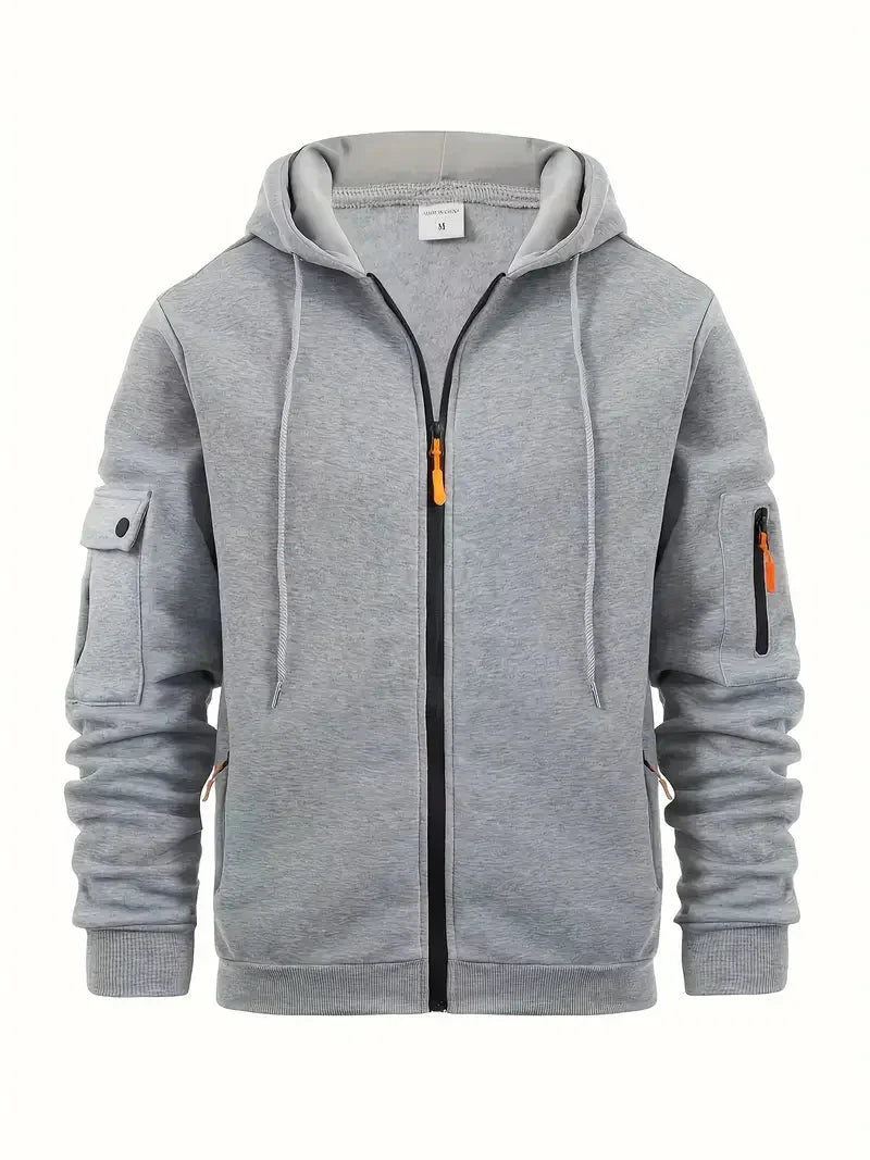 Klassieke Heren Hoodie met Rits – Casual Zip-Up Sweatshirt voor Dagelijks Gebruik