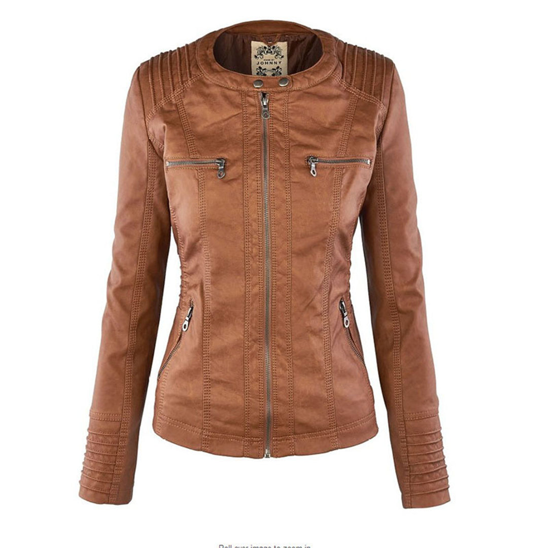 Dames Jas van Imitatieleer met Capuchon – Getailleerd, Lichtgewicht, Tussenjas