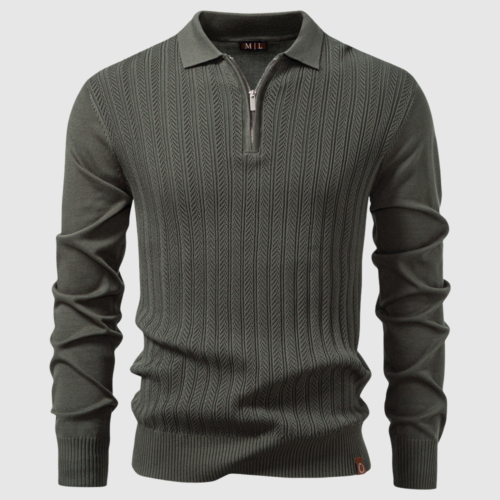 Urbano Sweater – Luxe Kabelbrei Trui met Halve Rits en Sportieve Stijl