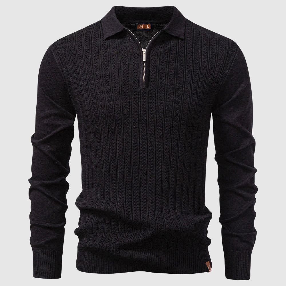 Urbano Sweater – Luxe Kabelbrei Trui met Halve Rits en Sportieve Stijl