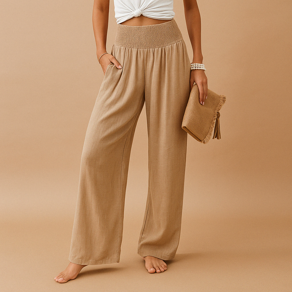 Luchtige Broek Dames met Rechte Pijpen en Elastische Taille – Comfortabel en Ademend voor Zomerse Dagen