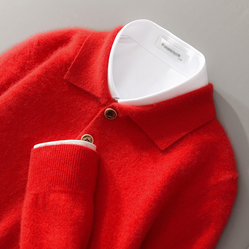 Polo trui Heren & Dames – Luxe Gebreide Wol, Classic Polo Kraag, Comfortabel & Tijdloos